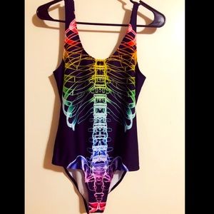 Rainbow X-ray Skeleton Bodysuit / Size M/L